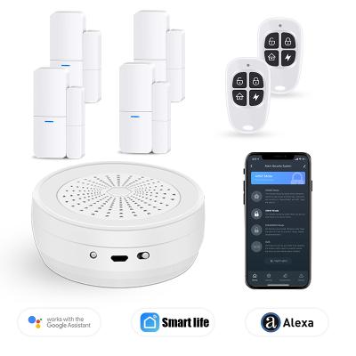 China Smart Home Security Alarm System DIY Tuya Alexa Remote Control Alarm System WiFi Door Window Sensor Smart Home Security Alarm System Radio for sale