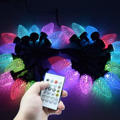 China RGB Waterproof C9 Strawberry 16.4ft 32.8ft LED Tooth Light Moving Blue Christmas Decorative Holiday Smart String RGB Lighting for sale