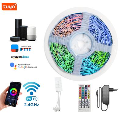 China Tuya Wifi Smart LED Strip Light Tuya Wifi DIY RGB Mode Color Changing Led Strips Set Amazon Alex Google Home Voice Control Led Strip Rope Smart Light for sale