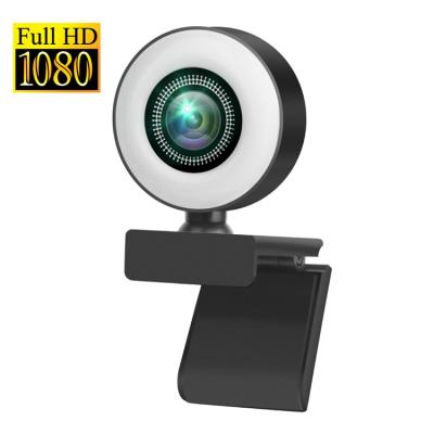 China Wholesale 2 Megapixel Ring Light Micro HD 1080P Video Camera Laptop PC Webcam Microphone Full HD USB 1080p Free Drive Webcam for sale