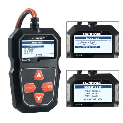 China 2.0 Inch Backlit Screen OEM KONNWEI KW208 12V Car Battery Tester Avialable With Cranking Test for sale