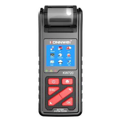 China Built-in Printer 2022 Launched KONNWEI KW720 6V 12V 24V Motorcycle Car Truck Battery CCA Tester Analyzer with Printer for Garage Workshop for sale