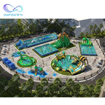 China Outdoor Water Fun Kids Water Park Playground Water Slide Theme Park Inflatable Aqua Water Park for sale