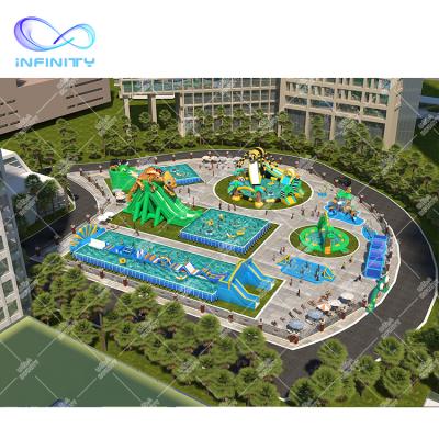 China Outdoor Water Fun 0.55/0.6/0.9MM PVC Tarpaulin Inflatable Water Park Swimming Pool Water Park Playground for sale