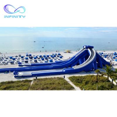 China Outdoor Interesting Inflatable White Blue Water Fun Theme Outdoor Safe Equipment Giant Water Slide for sale