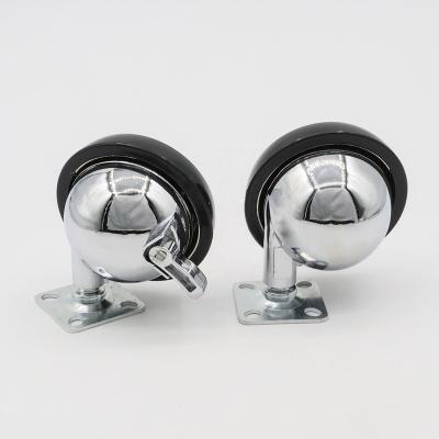 China Modern Swivel Plate Furniture Caster Wheel Flat Plate Ball Top Zinc Alloy Caster for sale