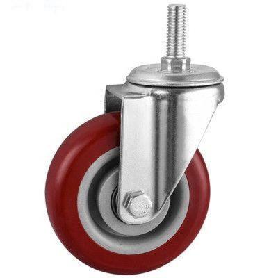 China Modern PVC M12 Thread Stem Red Industrial Casters, 100mm Trolley Caster for sale