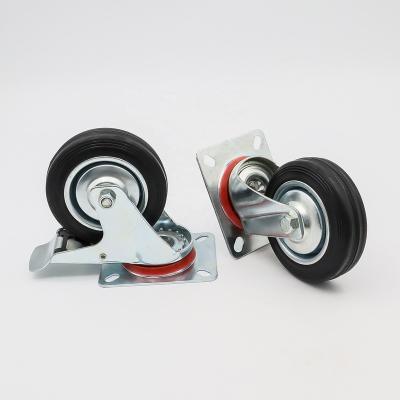 China 5 Inch Modern Heavy Duty Caster Casters With Brake Rubber Trolley Wheel Caster for sale