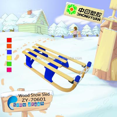 China Outdoor Sliding Folding Snow Sled Tender Wooden Kids Snow Sled for sale