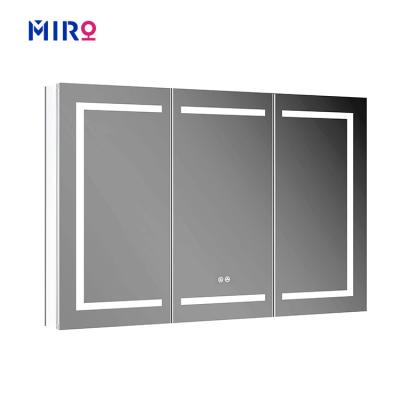 China Modern Smart Luxury Wall Mount Three Mirrored Modern Led Medicine Cabinet Mirror For Mirror Magnification for sale