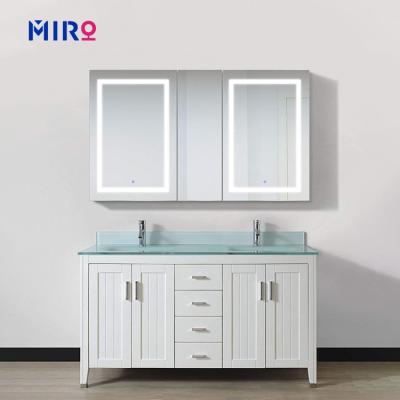 China New Design Modern Bathroom Medicine Cabinet LED Lighted Bathroom Mirror Wall Mounted Smart Cabinet for sale