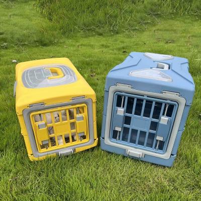 China Best Selling PORTABLE Dog Travel Carrier Small Animal Cage/Outdoor Airline Pet Cage Small Pet Flight Carrier Box Plastic Multi Color for sale