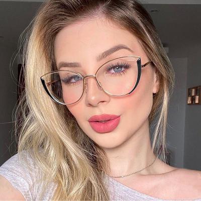 China 2022 New Fashion Glasses Frame Fashion Sunglasses Anti-blue Light Cat Eye Glass Frame for sale