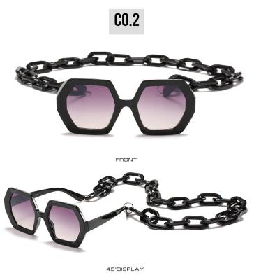 China Fashion Sunglasses Chains Big String Fashion Acrylic Black White Lenses Chain Shades Sunglasses 2021 for sale