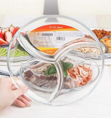 China 2022 Home Kitchen Hotel Room Restaurant Round 2 Size Dividing Fruit Tempered Glass Dishes for sale