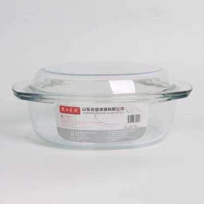 China Family Kitchen 3 Sizes 3.5/1.6/1L Clear Space Casserole Deep Dish With Oval Bakeware Glass Baking Lid for sale