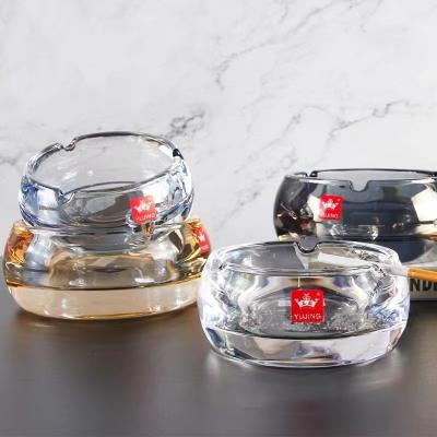 China Wholesale Smoking Accessory 4 Color Amber/Gray/Blue 130*56mm Transparent Multifunctional Smoking Accessory/Hotel Supplies Glass Ash Tray for sale