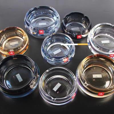 China Wholesale Smoking Accessory 4 Color Amber/CLASSIC Blue/Grey/Transparent Multifunctional 200*70mm Hotel Glass Ash Tray Supplies for sale