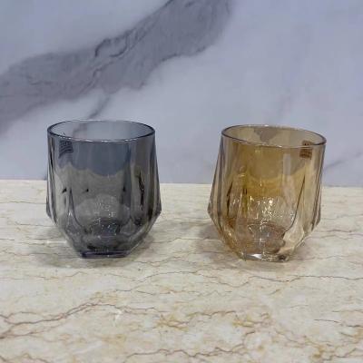 China Viable Wholesale Hotel Mug Amber/Grey 275ml Ion Plating Diamond Thickened Glass for sale