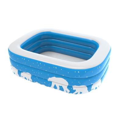 China 2021 Warm Blue Rectangle Adults Pattern White Bear Color PVC Inflatable Pool Eco-friendly Family 180x135x55cm for sale