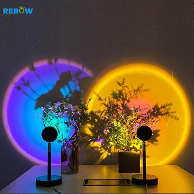 China Modern Drop Shipping Rainbow RGB Sunset Projection Floor Lamp Night Light Spotlight Room Led Lamp for sale