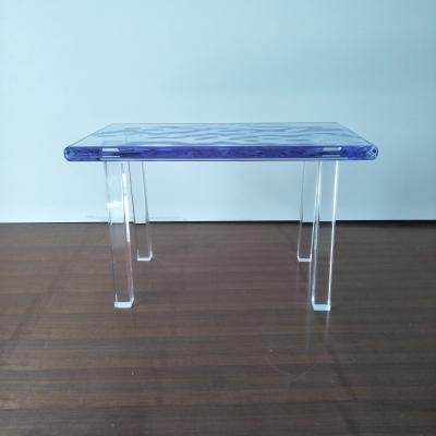 China Small Wave Light Office Rectangle Solid Acrylic Blue Floor Short Tea Table for sale