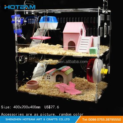 China Sustainable Transparent Full Range Of Accessories Acrylic Pet Hamster Cages for sale