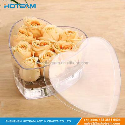 China Concise Luxury Acrylic Florist Flower Box For Heart Shaped Roses Packaging for sale