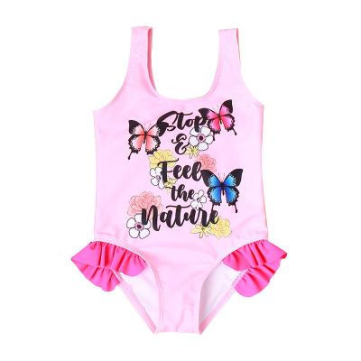 China High Quality Swimwear Kids Girl Ruffle Printing One Piece Swimsuit QUICK DRY for sale