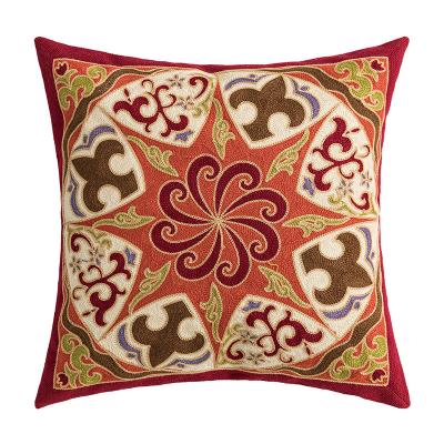 China 2022 PORTABLES new arrive oriental style heavy embroidery 100%cotton linen cushion cover for home for sale