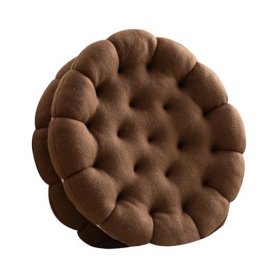 China Folded Fast Delivery 100% Polyester Biscuits Cookie Shaped Three Layer Velvet Cushion For Seating for sale