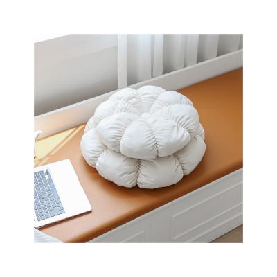 China 100%polyester Folded Decorative Flower Round Shaped Dutch Velvet Seating Cushion for sale