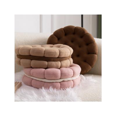 China Folded Fast Delivery 100% Polyester Biscuits Cookie Shaped Three Layer Velvet Cushion For Seating for sale