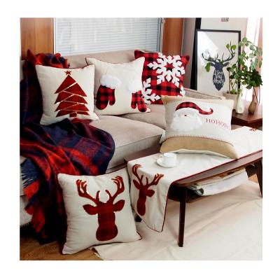 China Factory Direct Custom 100% Folded Logo Size Polyester Fabric Deer Snowman Print Pillow Case Cover For Christmas for sale