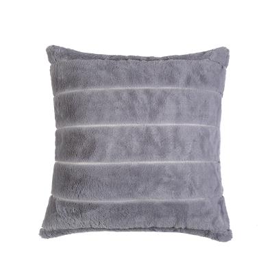 China High Quality Warm Single Square Folded Fluffy Rabbit Fur Striped Faux Fur Pillows Cushion Cover For Winter for sale