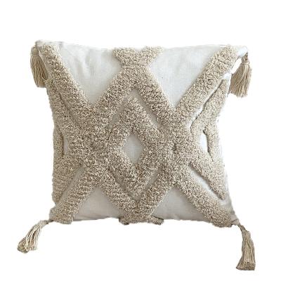 China 100% Cotton Macrame Outdoor Furniture Cushions Bohemian Simple Decorative Viable Style With Tufted Tassel for sale