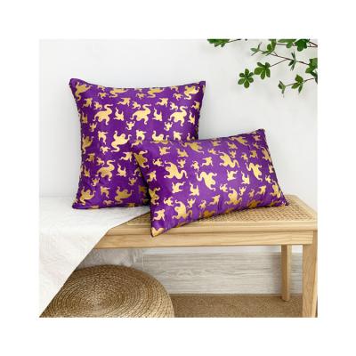 China 2022 factory new china gold PORTABLE satin fabric designer couch hot stamping pillow cover for Halloween for sale