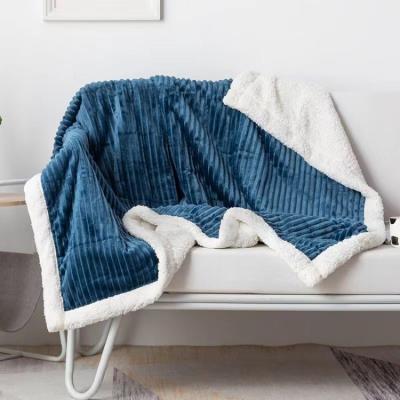 China China Factory Sherpa Blanket Free Sample Double Layer Throw Flannel Polyester Folded Sherpa Blanket For Winter for sale