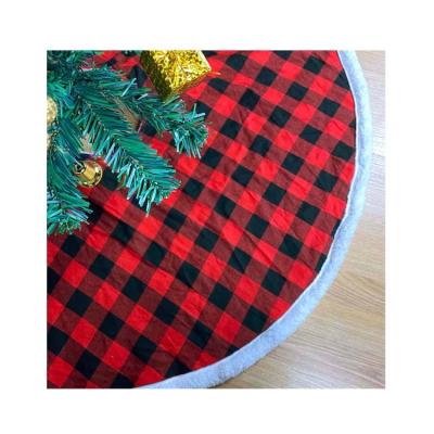 China Factory made high quality red plaided skirt custom popular Christmas gift Merry Christmas tree skirt for wholesale for sale