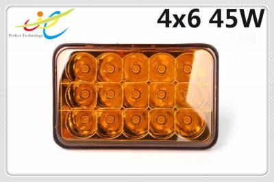 China DCV12V 24V sealed beam rectangle waterproof IP68 4x6 Amber 45W truck headlight  LED work light with Hight Low Spot beam for sale