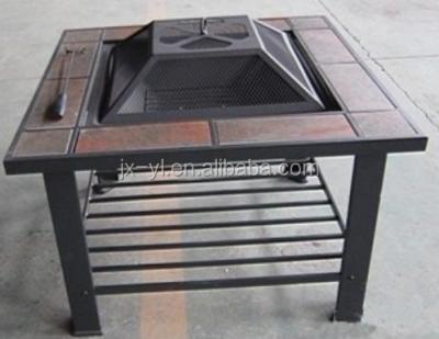 China Factory Stocked Customization Coated Iron YL-F6011A Square Fire Pit With Tile Ring for sale