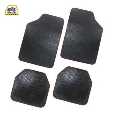 China Universal Equipment Car Floor Mat Factory Wholesale Universal Fit Non Slip 4 Pieces Eco-Friendly Material Rubber Car Mats With Red Boarders for sale