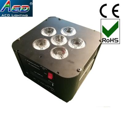 China Hotel rgbwauv 6in1 LED battery operated wireless dmx 6*18w led flat dj effect event stage par light for sale