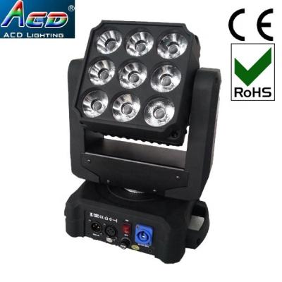 China Hotel 9pcs 10w 4in1 rgbw quad color high power led stage wall washer moving head light for sale