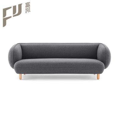 China Modern Design Waterproof Round Arm Curved Back Living Room Cashmere Upholstered Sofa For Office for sale