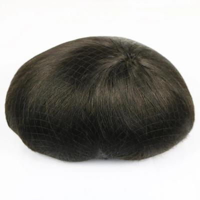 China Cheap Natural 100% MONO Virgin Hair Color Hair Replacement With Thin PU Wigs Skin Hair Toupee Manufacturer For Men for sale