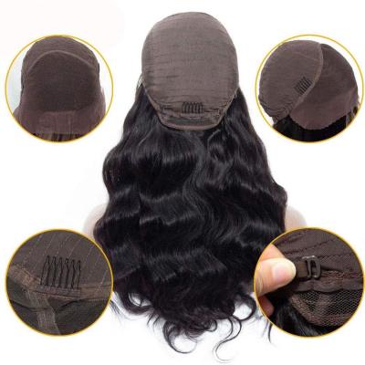 China Body Wave 13x6x1 Remy Human Hair Wig Deep Wave With Headband No Glue 180 Density 8-30 Inch Body Wave Headband Machine Made Wig for sale