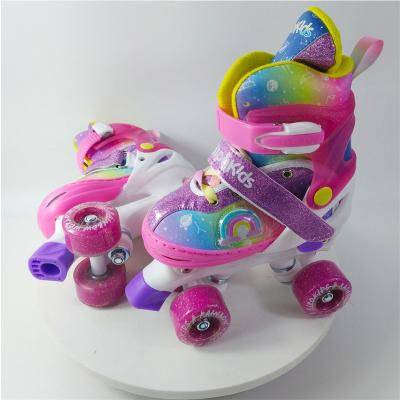 China Fashion\Comfortable\Durable Rainbow 4 Size To Light Up Adjustable Roller Skates For Girls Boys Kids for sale