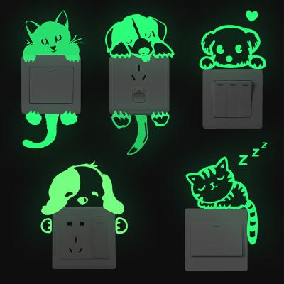 China Cat Switch Glow Home Night DIY Wall Decals Poster Wall Sticker Night Light Bedroom Luminous Cute Fluorescent Sticker for sale