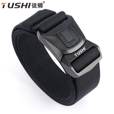 China ALLOY TUSHI Tactical Belt Men's Outdoor Patrol Buckle Woven Metal Belt Hunting Hiking Sports Fabric Nylon Belt customized Factory for sale